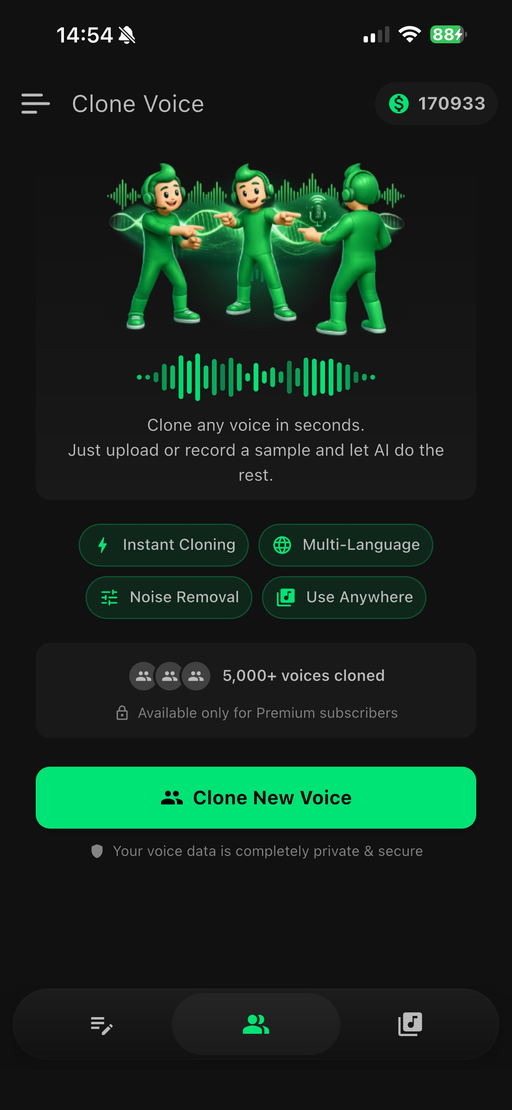 AI voice cloning screen